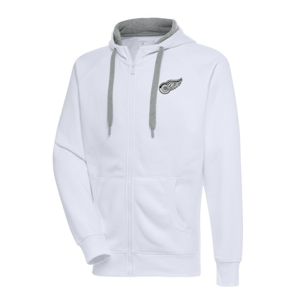 Detroit Red Wings Antigua Metallic Logo Victory Full-Zip Hoodie - White - NHL