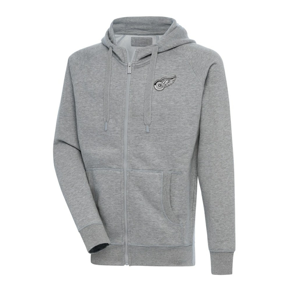 Detroit Red Wings Antigua Metallic Logo Victory Full-Zip Hoodie - Heather Gray - NHL