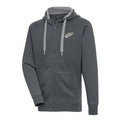 Detroit Red Wings Antigua Metallic Logo Victory Full-Zip Hoodie - Charcoal - NHL