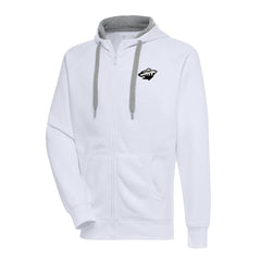 Minnesota Wild Antigua Metallic Logo Victory Full-Zip Hoodie - White - NHL