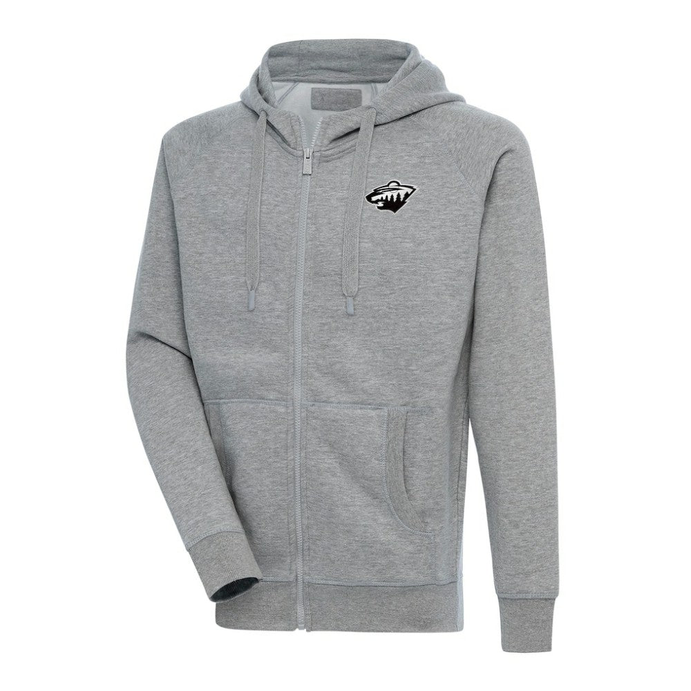 Minnesota Wild Antigua Metallic Logo Victory Full-Zip Hoodie - Heather Gray - NHL