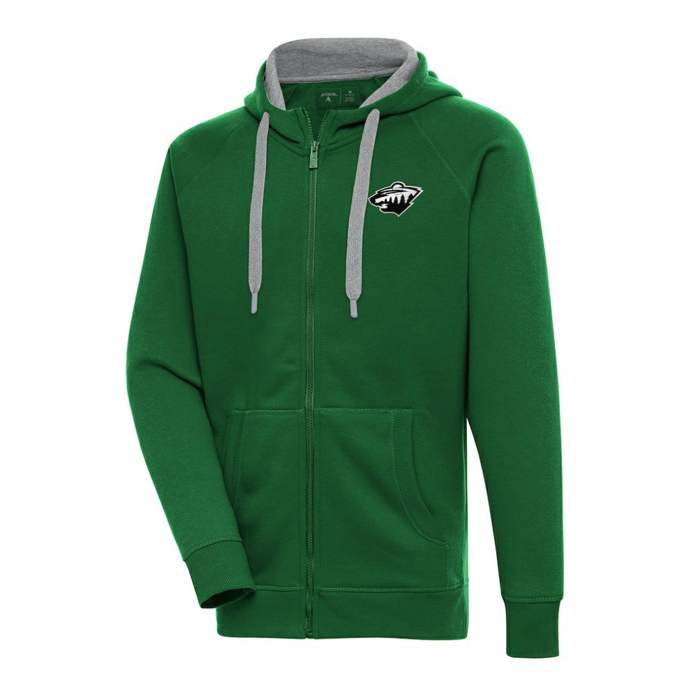 Minnesota Wild Antigua Metallic Logo Victory Full-Zip Hoodie - Green - NHL
