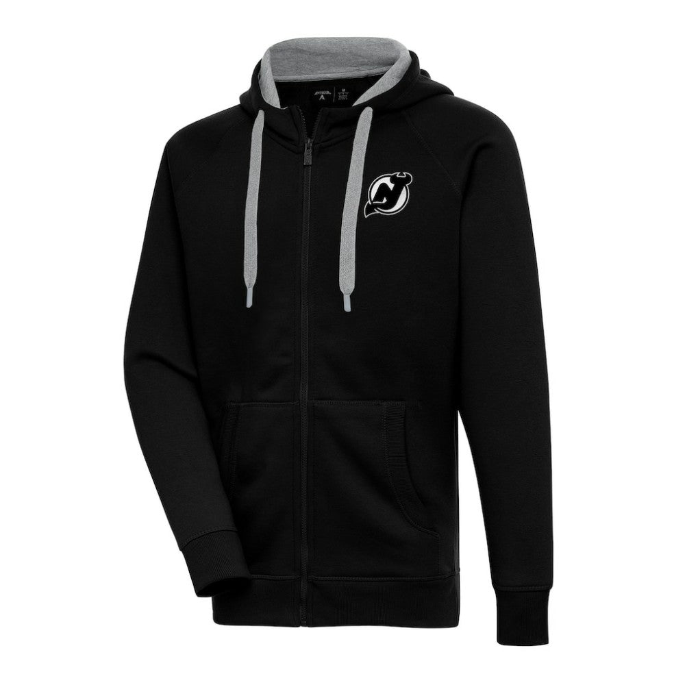 New Jersey Devils Antigua Metallic Logo Victory Full-Zip Hoodie - Black - NHL