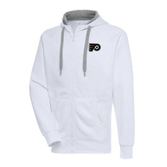 Philadelphia Flyers Antigua Metallic Logo Victory Full-Zip Hoodie - White - NHL