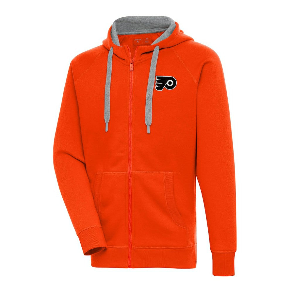 Philadelphia Flyers Antigua Metallic Logo Victory Full-Zip Hoodie - Orange - NHL