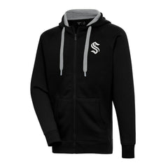 Seattle Kraken Antigua Metallic Logo Victory Full-Zip Hoodie - Black - NHL
