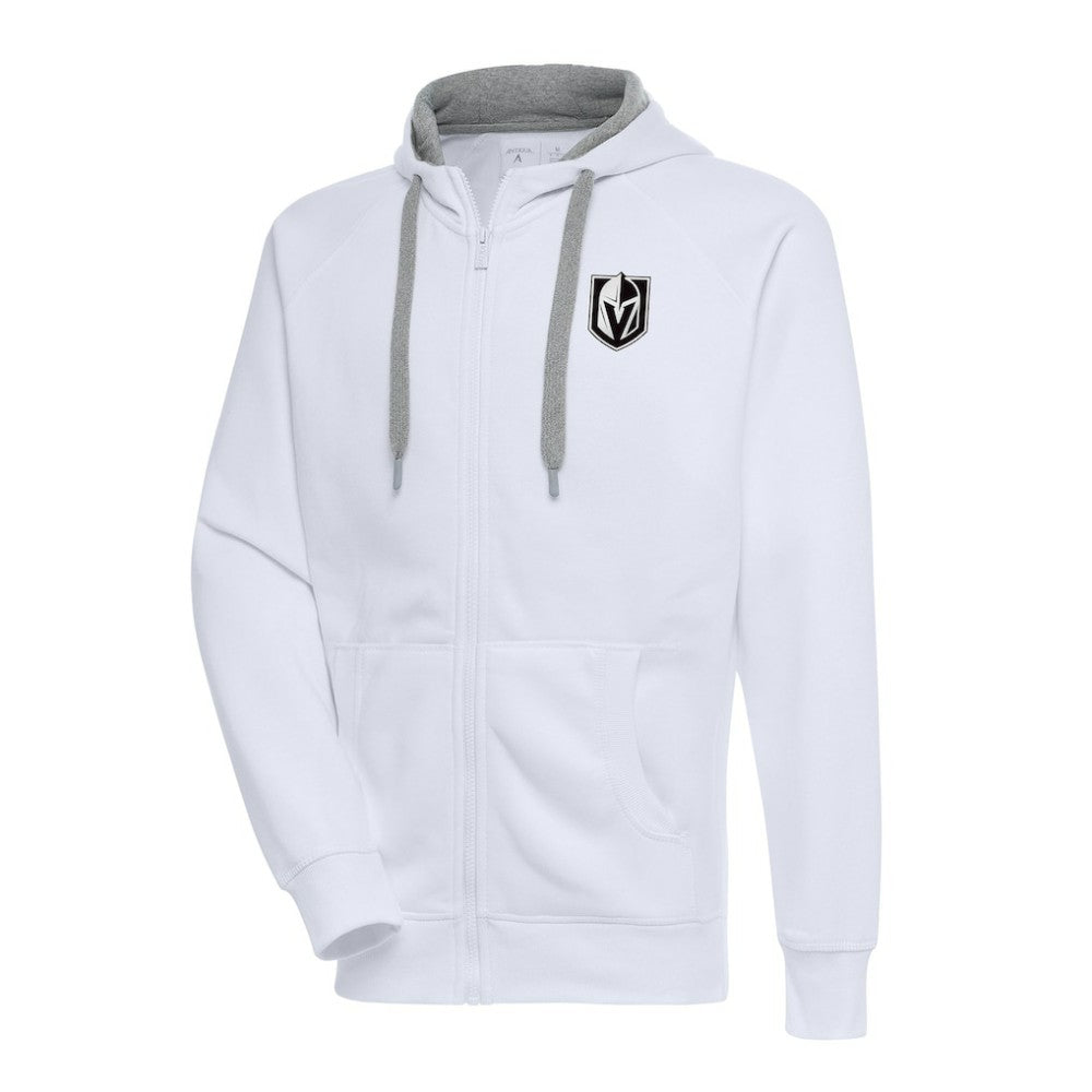 Vegas Golden Knights Antigua Metallic Logo Victory Full-Zip Hoodie - White - NHL
