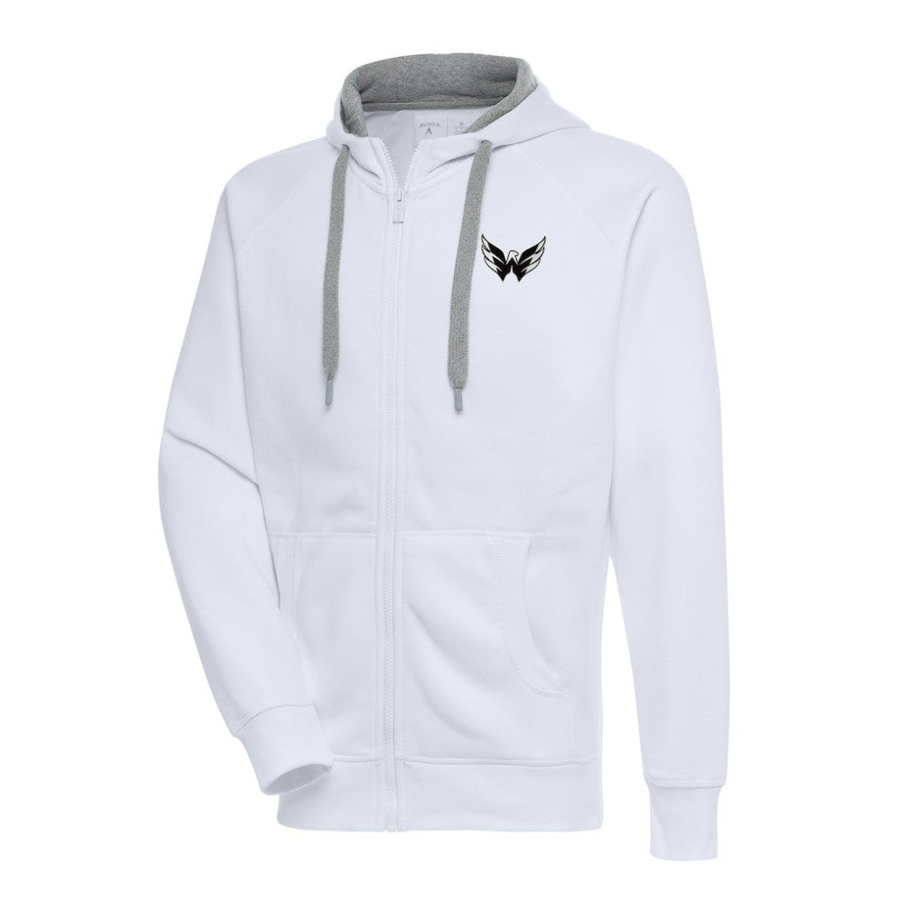 Washington Capitals Antigua Metallic Logo Victory Full-Zip Hoodie - White - NHL