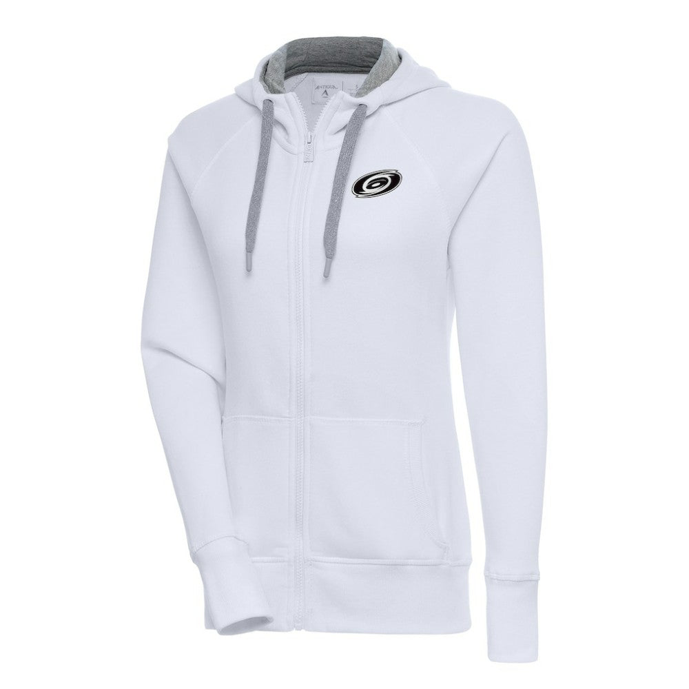 Carolina Hurricanes Antigua Women's Metallic Logo Victory Full-Zip Hoodie - White - NHL
