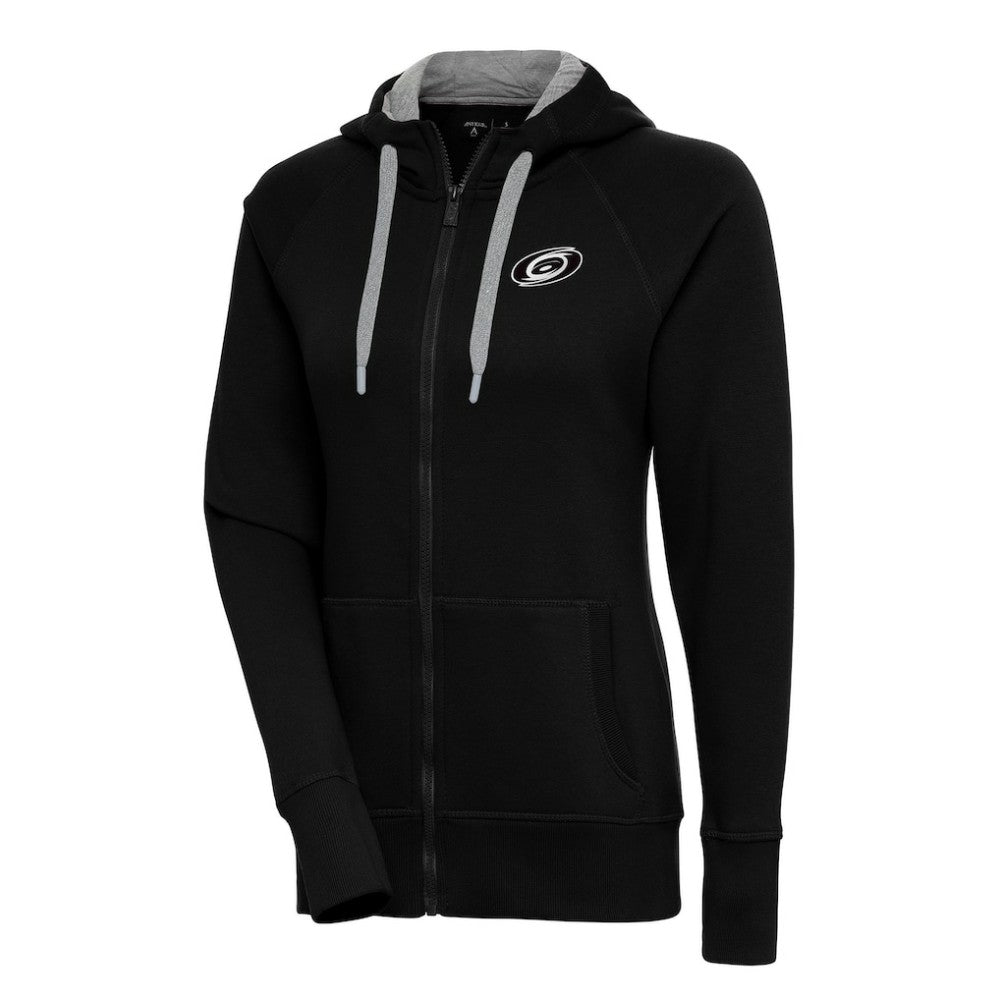 Carolina Hurricanes Antigua Women's Metallic Logo Victory Full-Zip Hoodie - Black - NHL