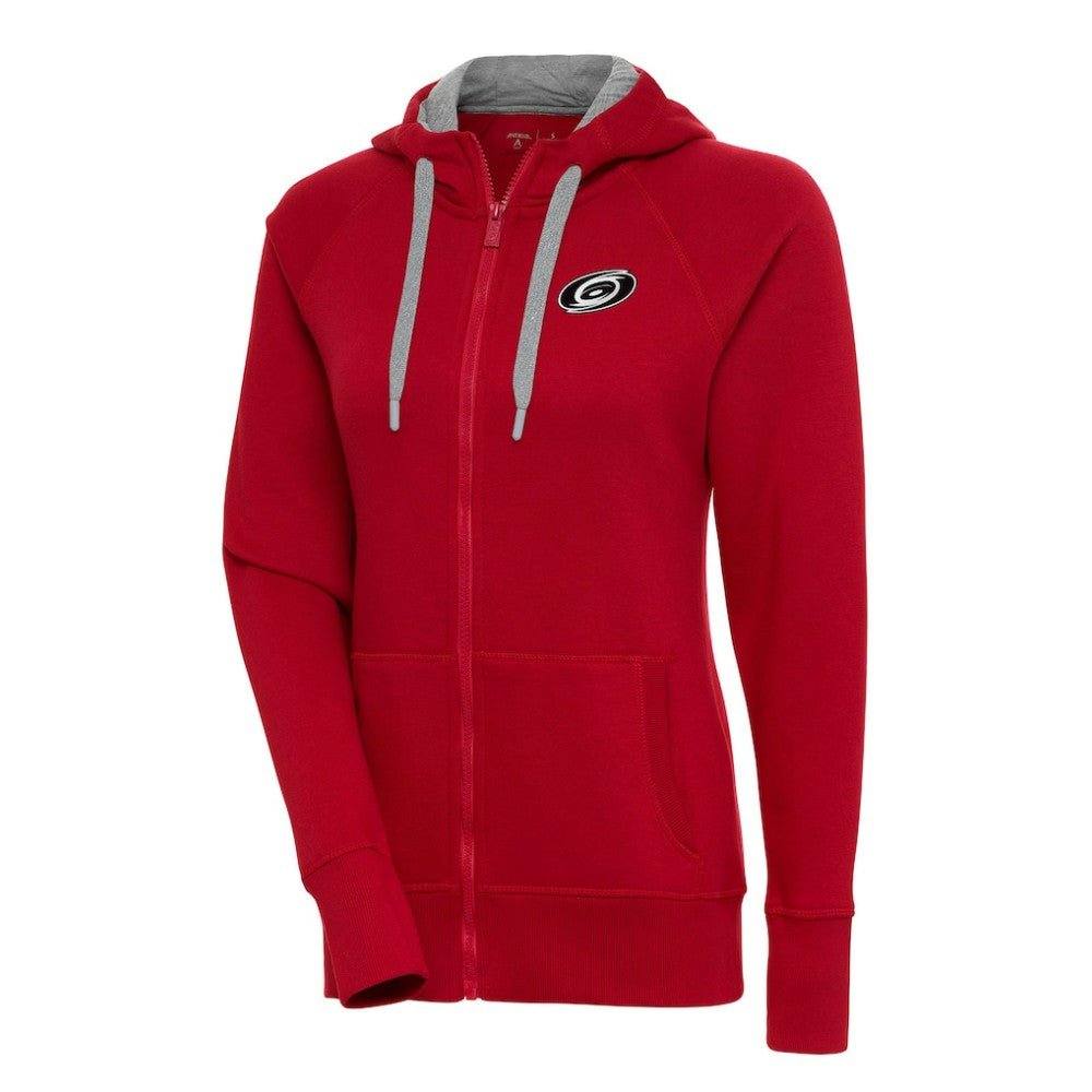 Carolina Hurricanes Antigua Women's Metallic Logo Victory Full-Zip Hoodie - Red - NHL
