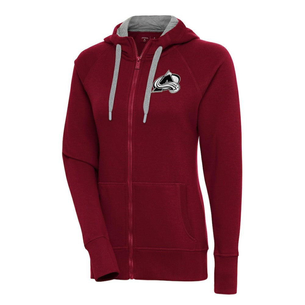 Colorado Avalanche Antigua Women's Metallic Logo Victory Full-Zip Hoodie - Burgundy - NHL