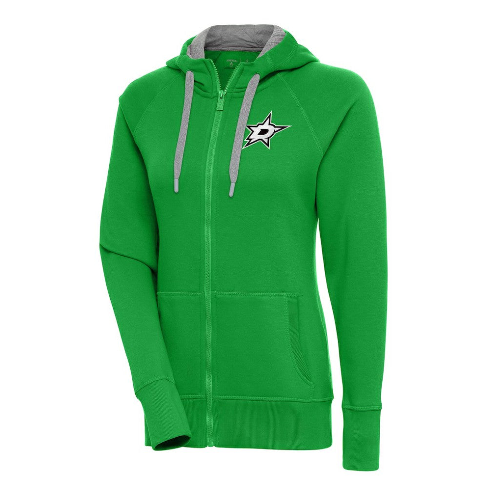 Dallas Stars Antigua Women's Metallic Logo Victory Full-Zip Hoodie - Kelly Green - NHL