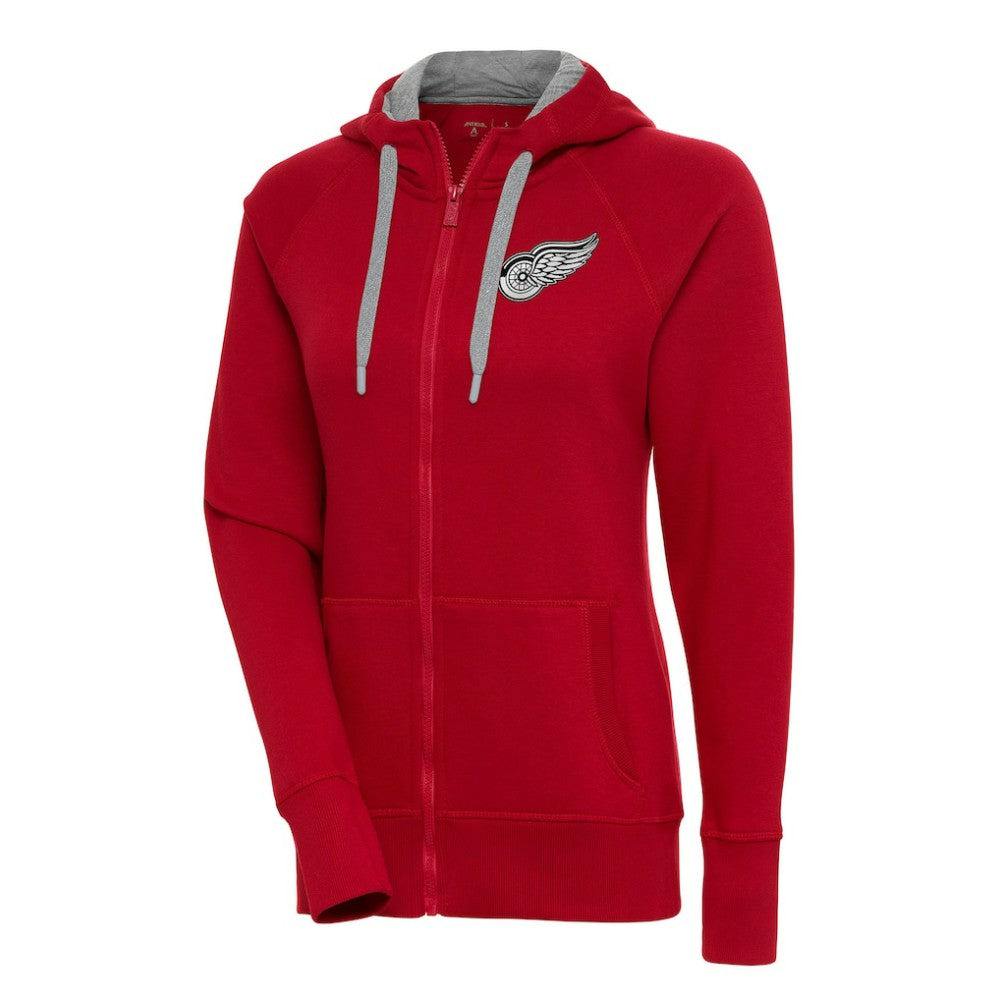 Detroit Red Wings Antigua Women's Metallic Logo Victory Full-Zip Hoodie - Red - NHL