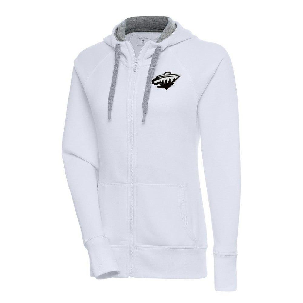 Minnesota Wild Antigua Women's Metallic Logo Victory Full-Zip Hoodie - White - NHL