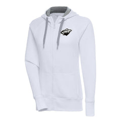 Minnesota Wild Antigua Women's Metallic Logo Victory Full-Zip Hoodie - White - NHL