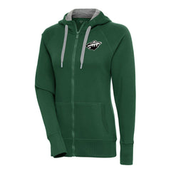 Minnesota Wild Antigua Women's Metallic Logo Victory Full-Zip Hoodie - Green - NHL