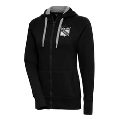 New York Rangers Antigua Women's Metallic Logo Victory Full-Zip Hoodie - Black - NHL