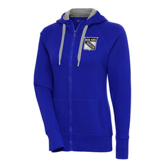 New York Rangers Antigua Women's Metallic Logo Victory Full-Zip Hoodie - Blue - NHL
