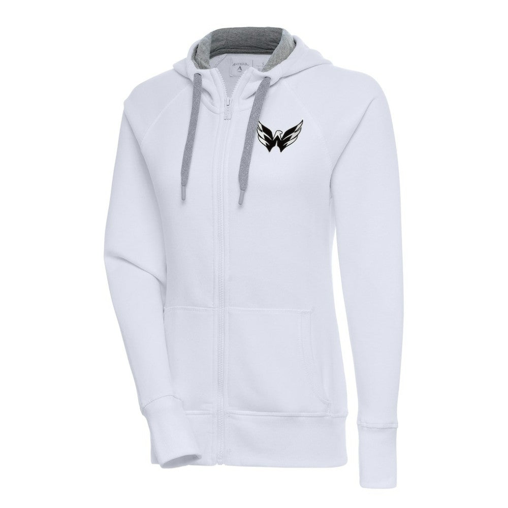 Washington Capitals Antigua Women's Metallic Logo Victory Full-Zip Hoodie - White - NHL