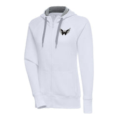 Washington Capitals Antigua Women's Metallic Logo Victory Full-Zip Hoodie - White - NHL