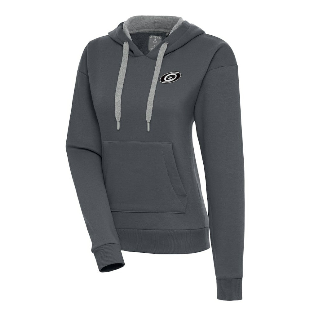 Carolina Hurricanes Antigua Women's Metallic Logo Victory Pullover Hoodie - Charcoal - NHL