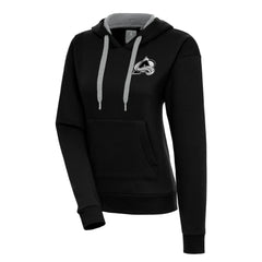 Colorado Avalanche Antigua Women's Metallic Logo Victory Pullover Hoodie - Black - NHL