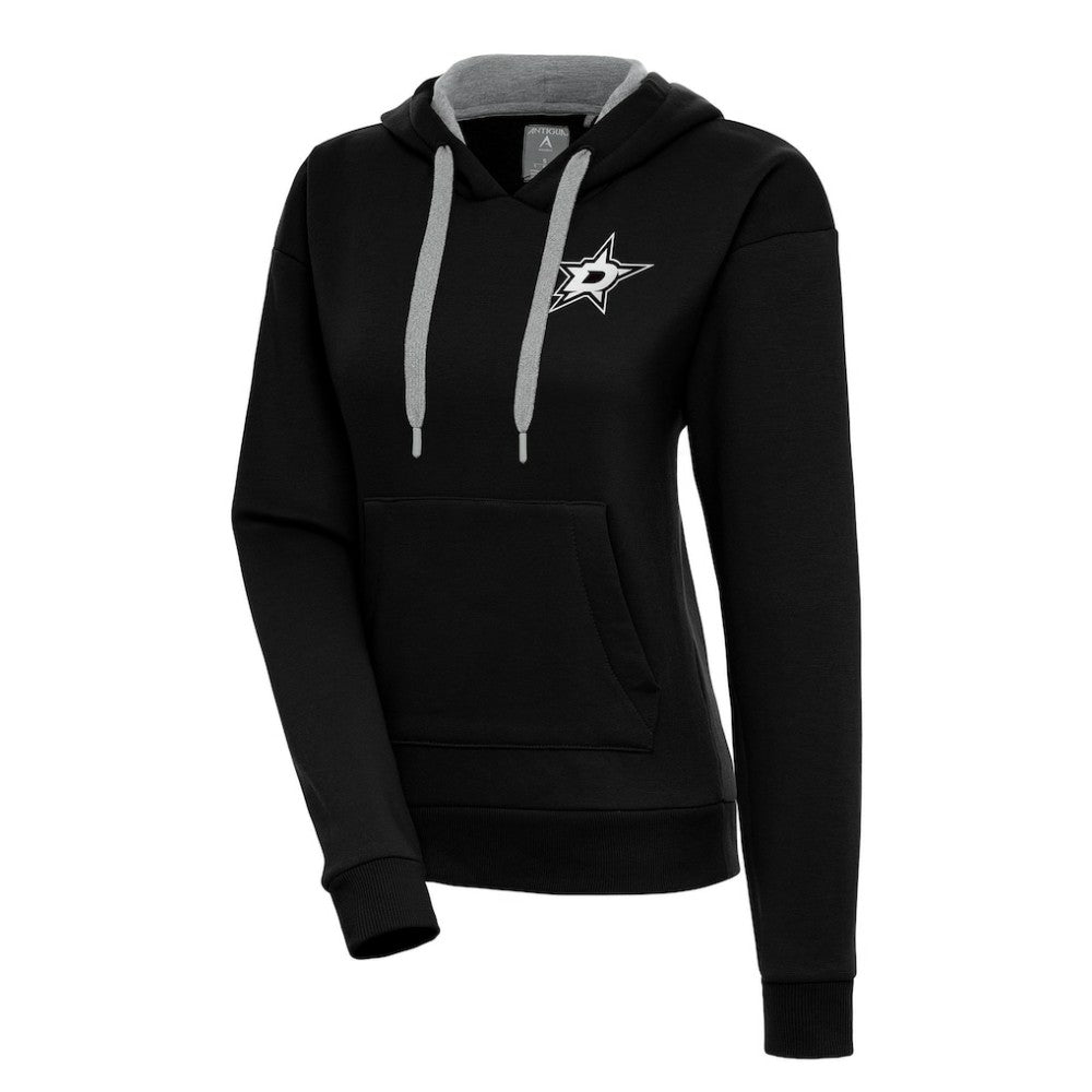 Dallas Stars Antigua Women's Metallic Logo Victory Pullover Hoodie - Black - NHL