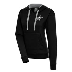 Dallas Stars Antigua Women's Metallic Logo Victory Pullover Hoodie - Black - NHL