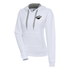 Minnesota Wild Antigua Women's Metallic Logo Victory Pullover Hoodie - White - NHL