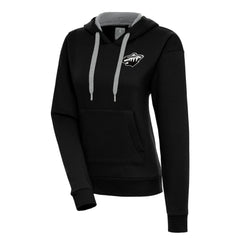 Minnesota Wild Antigua Women's Metallic Logo Victory Pullover Hoodie - Black - NHL