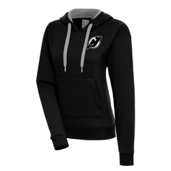 New Jersey Devils Antigua Women's Metallic Logo Victory Pullover Hoodie - Black - NHL
