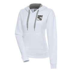New York Rangers Antigua Women's Metallic Logo Victory Pullover Hoodie - White - NHL