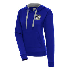New York Rangers Antigua Women's Metallic Logo Victory Pullover Hoodie - Blue - NHL