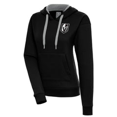 Vegas Golden Knights Antigua Women's Metallic Logo Victory Pullover Hoodie - Black - NHL