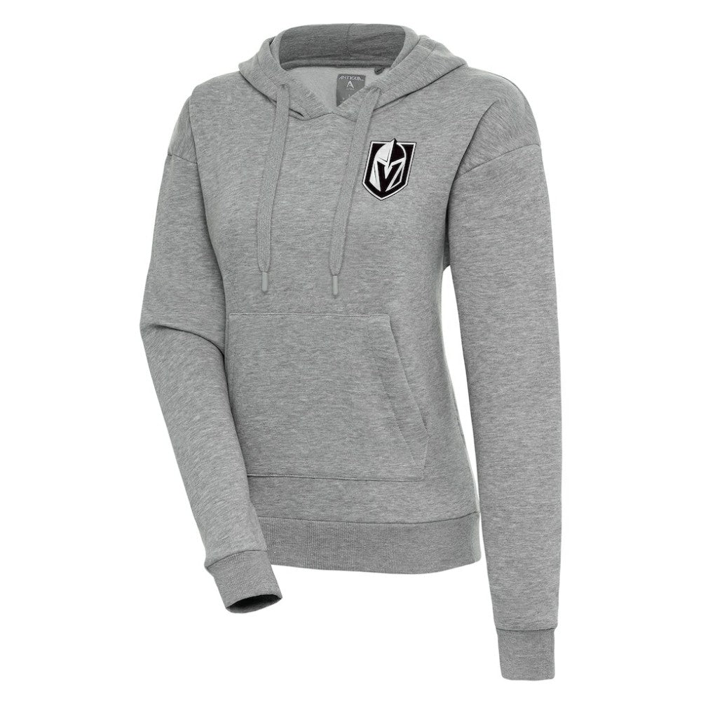 Vegas Golden Knights Antigua Women's Metallic Logo Victory Pullover Hoodie - Heather Gray - NHL