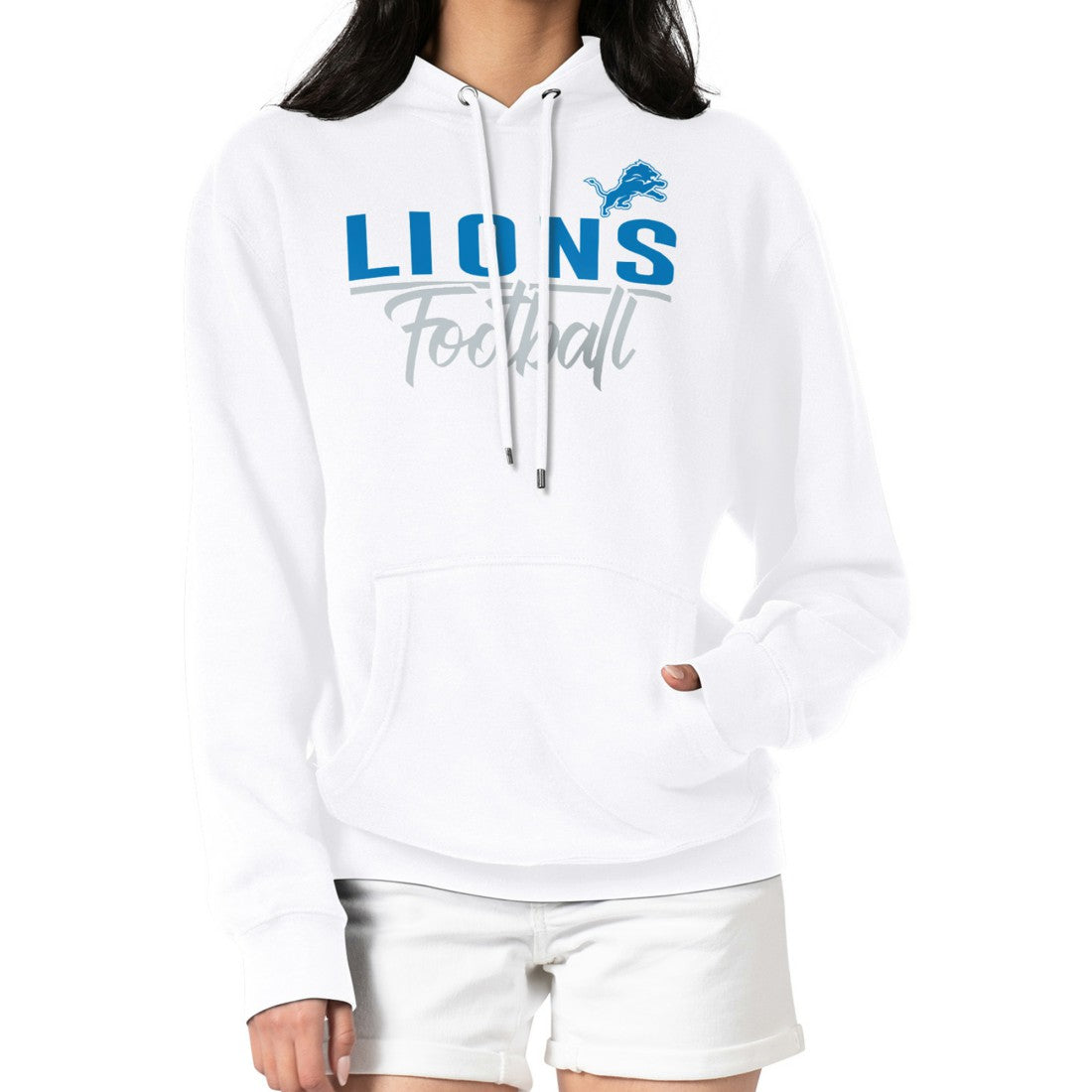 Detroit Lions G-III 4Her by Carl Banks Women's Graphic Fleece Pullover Hoodie White | NFL