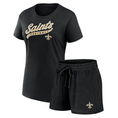 New Orleans Saints Women's Start to Finish T-Shirt & Shorts Combo Pack Black | Fanatics