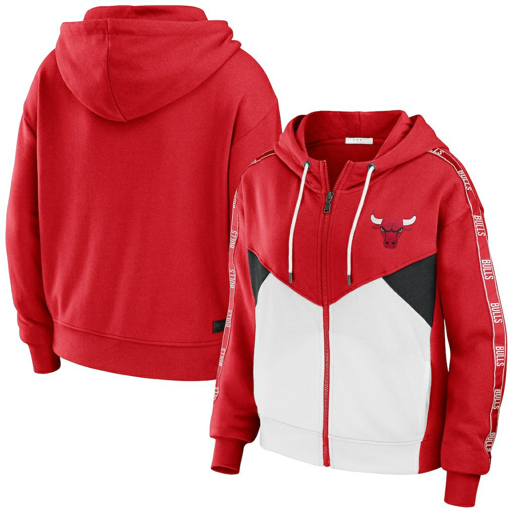 Chicago Bulls WEAR by Erin Andrews Women's Color-Block Full-Zip Hoodie Red - NBA
