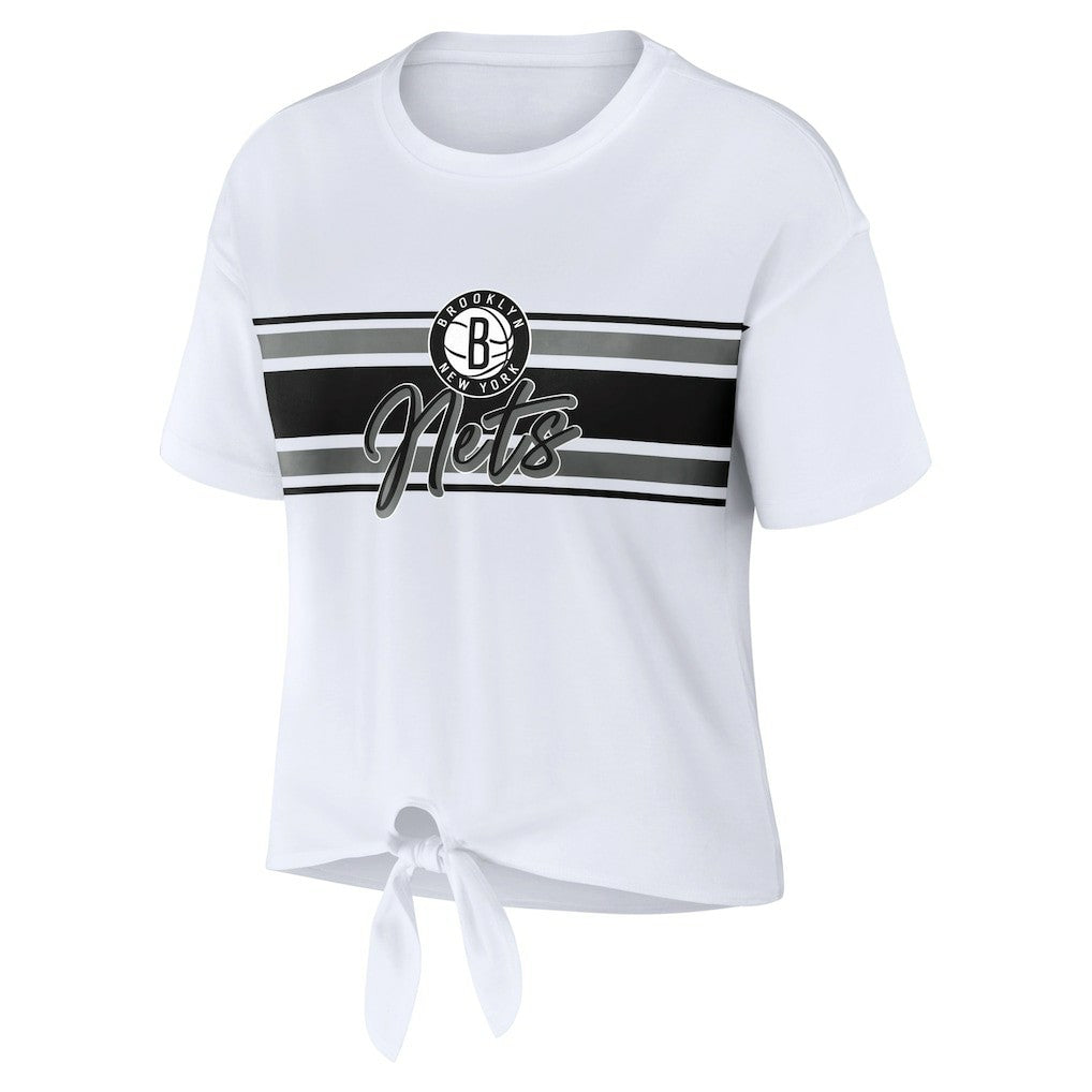 Brooklyn Nets WEAR by Erin Andrews Women's Tie-Front T-Shirt White - NBA