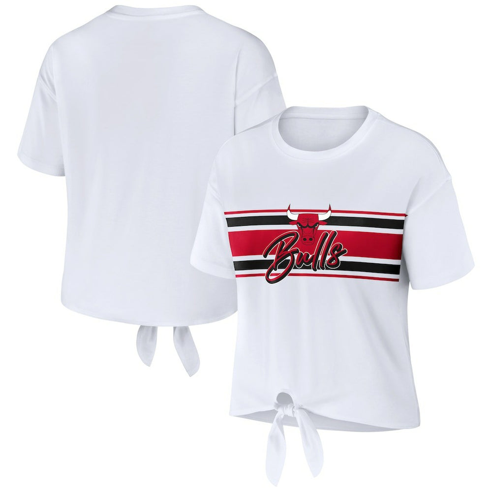 Chicago Bulls WEAR by Erin Andrews Women's Tie-Front T-Shirt White - NBA