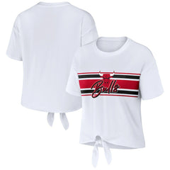 Chicago Bulls WEAR by Erin Andrews Women's Tie-Front T-Shirt White - NBA