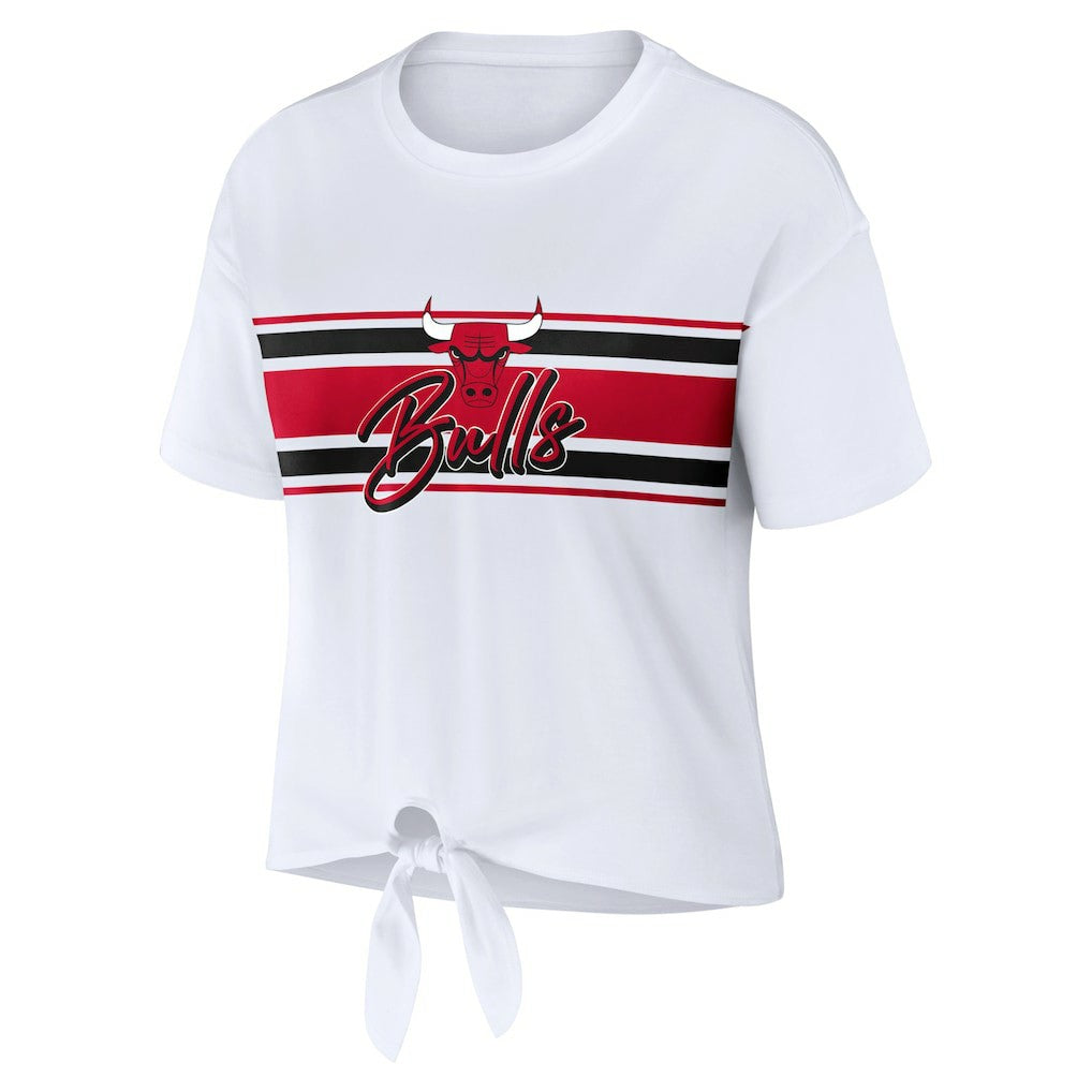 Chicago Bulls WEAR by Erin Andrews Women's Tie-Front T-Shirt White - NBA