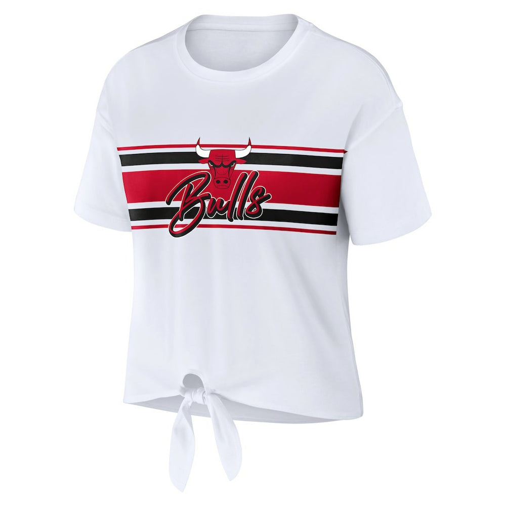 Chicago Bulls WEAR by Erin Andrews Women's Tie-Front T-Shirt White - NBA