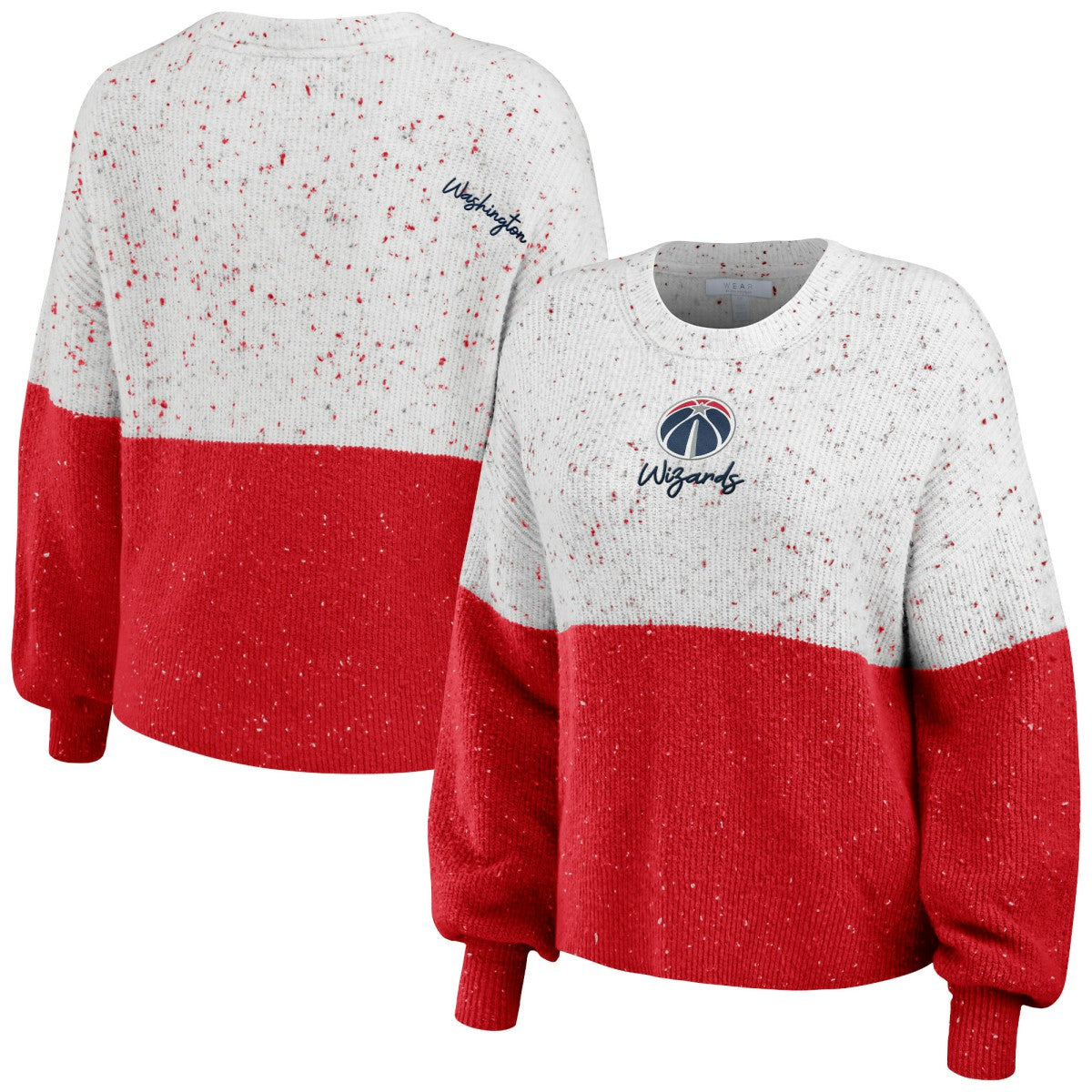 Washington Wizards WEAR by Erin Andrews Women's Color-Block Pullover Sweater White/Red - NBA
