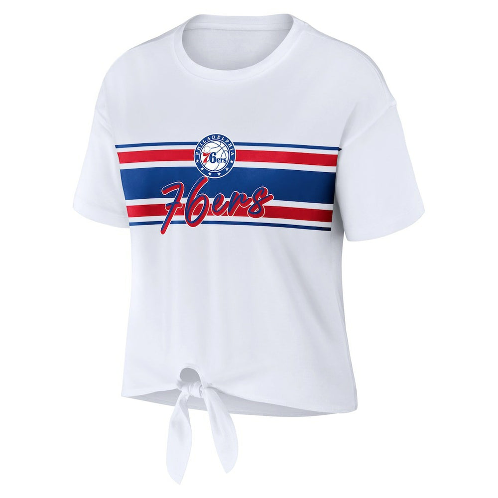 Philadelphia 76ers WEAR by Erin Andrews Women's Tie-Front T-Shirt White - NBA