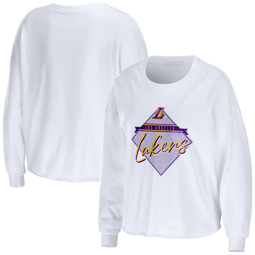 Los Angeles Lakers WEAR by Erin Andrews Women's Cropped Long Sleeve T-Shirt White - NBA