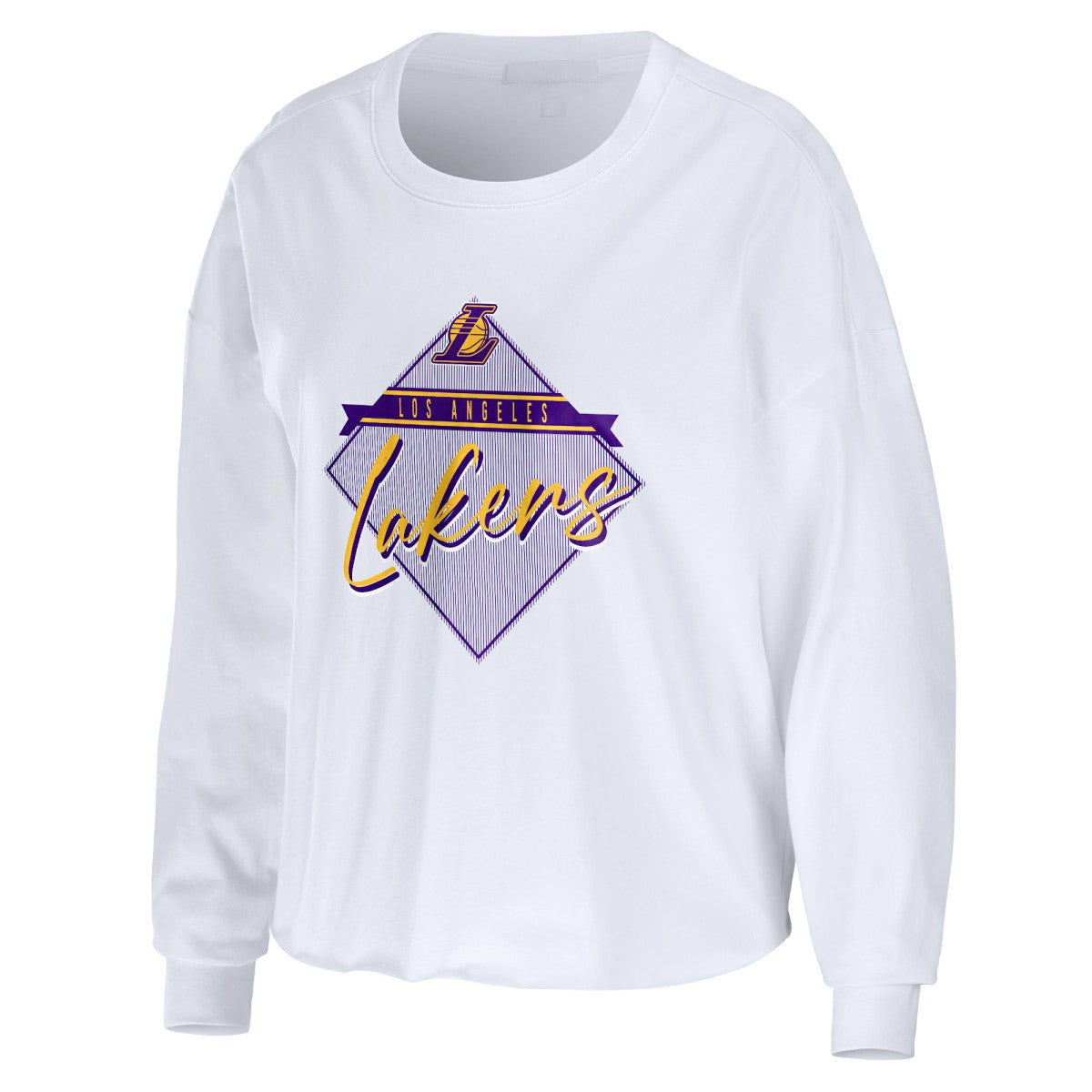 Los Angeles Lakers WEAR by Erin Andrews Women's Cropped Long Sleeve T-Shirt White - NBA