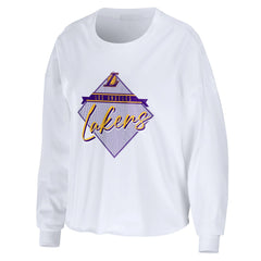 Los Angeles Lakers WEAR by Erin Andrews Women's Cropped Long Sleeve T-Shirt White - NBA