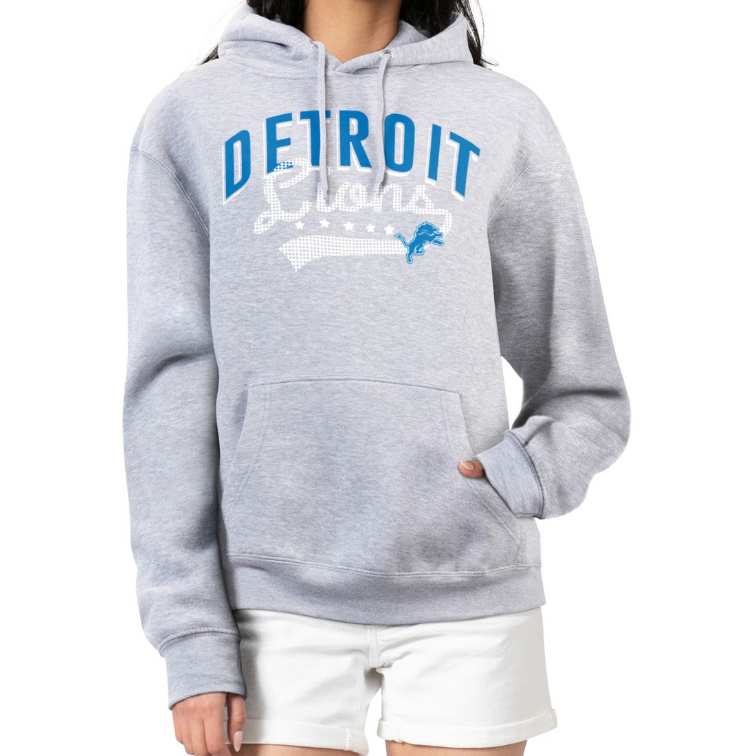Detroit Lions G-III 4Her by Carl Banks Women's Filigree Logo Pullover Hoodie – Heather Gray | NFL